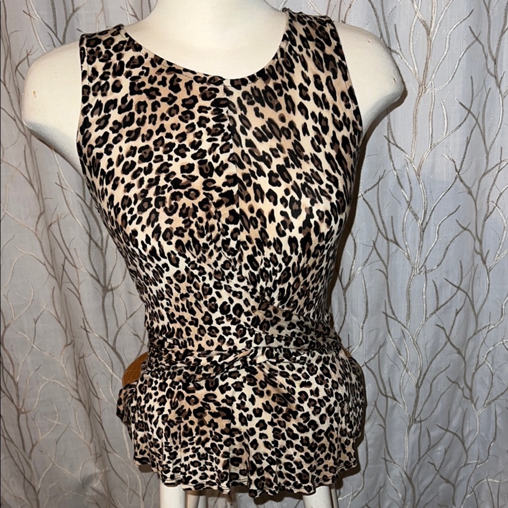 Ambiance Black and Brown Peplum sleeveless blouse